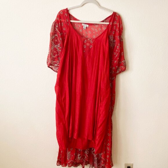 Paisley and Floral Red Sundance Midi Dress Size XL - Picture 6 of 6